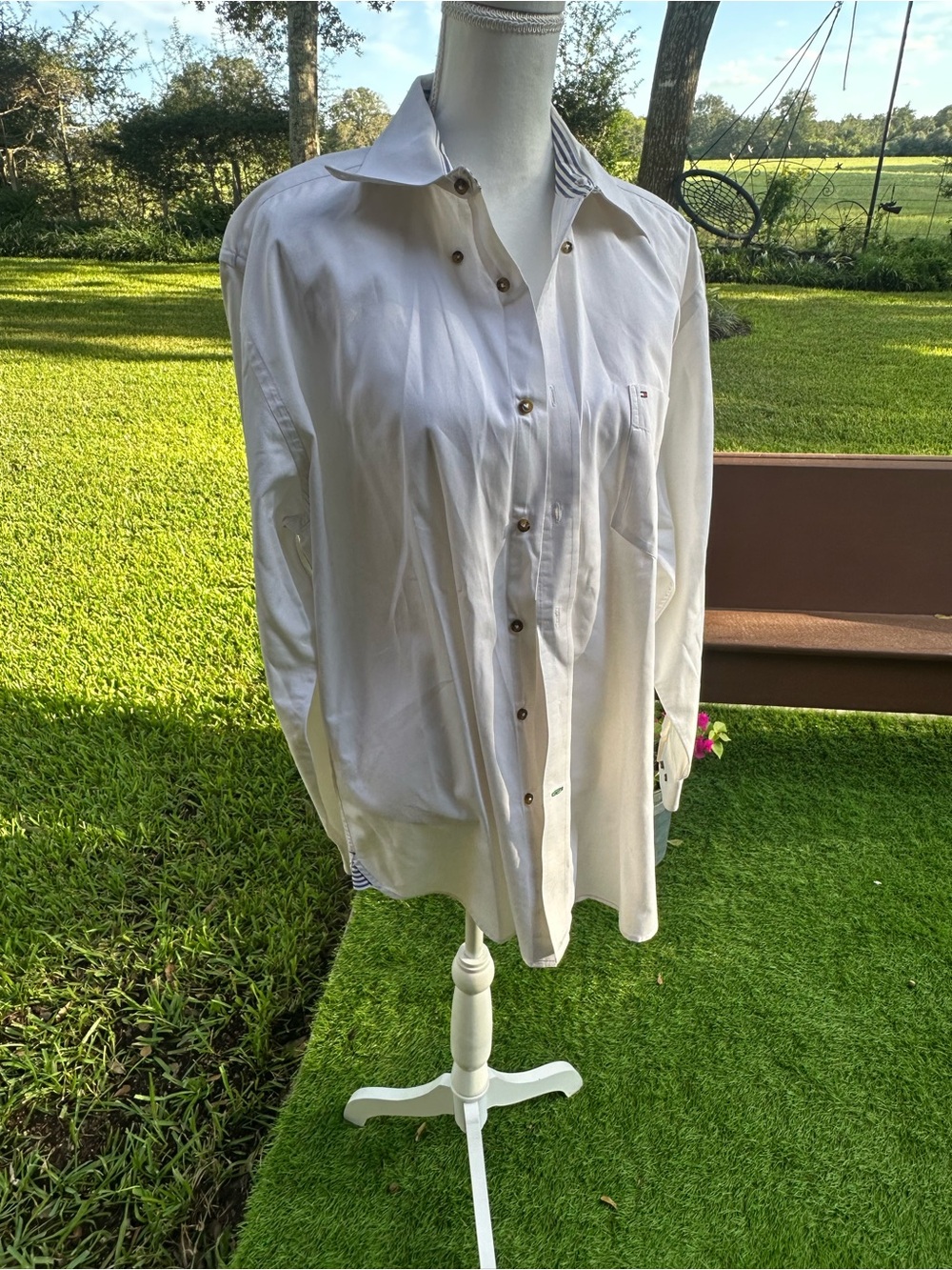 Tommy Hilfiger White Long-Sleeve Button Shirt